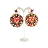 Orecchini ex voto cuore sacro con cristalli e foglia oro