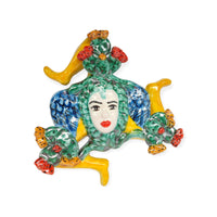 Trinacria da muro in ceramica di Caltagirone dipinta a mano. Cm 20