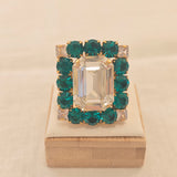 Anello quadrato con cristalli, vari colori