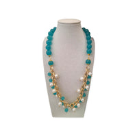 Collana girocollo in agata e perle