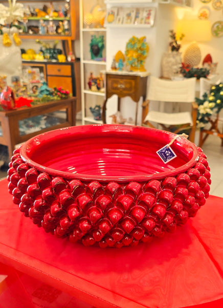 Centrotavola mezza pigna rosso diametro cm 30-35