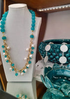 Collana girocollo in agata e perle