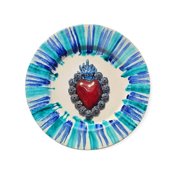 Piatto rotondo con cuore sacro diametro 45 cm