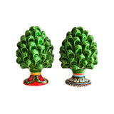 Pigna h 15 verde prato  in ceramica di Caltagirone