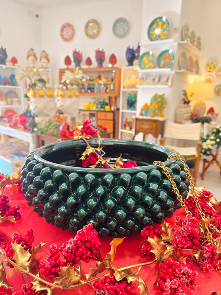 Centrotavola mezza pigna verde diametro cm 30-35