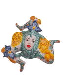Trinacria da muro in ceramica di Caltagirone dipinta a mano. Cm 20