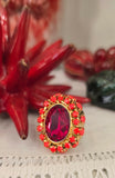 Anelli rossi con cristalli, vari modelli