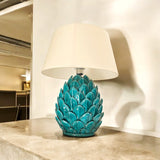 Lampada Carciofo in ceramica siciliana, verde acqua