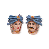 Coppia teste di moro con turbante turchese