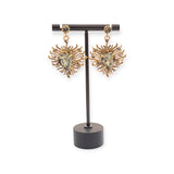 Orecchini ex voto cuore sacri con cristallo fume'