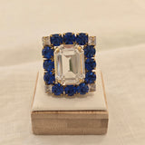 Anello quadrato con cristalli, vari colori
