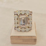 Anello quadrato con cristalli, vari colori