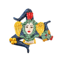 Trinacria da muro in ceramica di Caltagirone. Cm 30