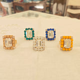 Anello quadrato con cristalli, vari colori