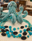 Collana multifili con onice e giada turchese
