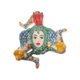 Trinacria da muro in ceramica di Caltagirone dipinta a mano. Cm 20