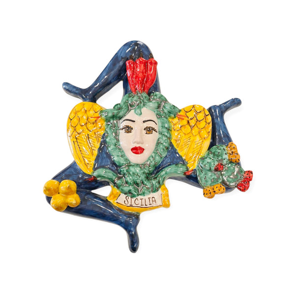 Trinacria da muro in ceramica di Caltagirone. Cm 30