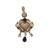 Collana cuore sacro ex voto con cristalli blue montana e gocce pendenti