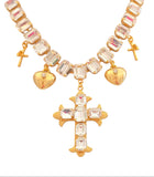 Collana croce in cristallo bianco