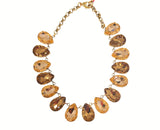 Collana girocollo con cristalli a goccia d'ambra