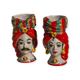 Teste di moro con turbante rosso h cm 17
