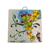 Mattonella in ceramica siciliana con volto di donna cm 10x10