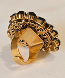 Anello cuore sacro ex voto con cristalli, di vari colori