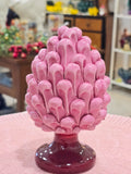 Pigna rosa con piede decorato o ciliegia, varie misure