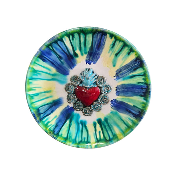 Piatto rotondo con cuore sacro diametro 25 cm