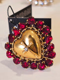 Anello cuore sacro ex voto con cristalli, di vari colori