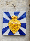 Mattonella in ceramica con ex voto cuore sacro