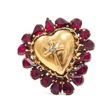 Anello cuore sacro ex voto con cristalli, di vari colori