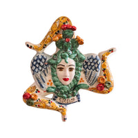 Trinacria da muro in ceramica di Caltagirone. Cm 30