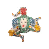 Trinacria da muro in ceramica di Caltagirone dipinta a mano. Cm 20