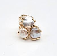 Anello in Ottone dorato e pietre naturali