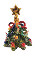 Albero di Natale con festoni e stella h cm 22