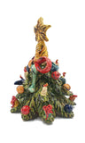 Albero di Natale con festoni e stella h cm 22