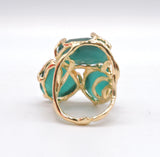 Anello in Ottone dorato e pietra Occhio di Gatto