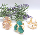 Anello in Ottone dorato e pietra Occhio di Gatto