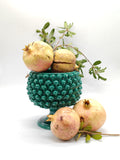 Cashpot portapianta o centrotavola su piede verde brillante in Ceramica di Caltagirone